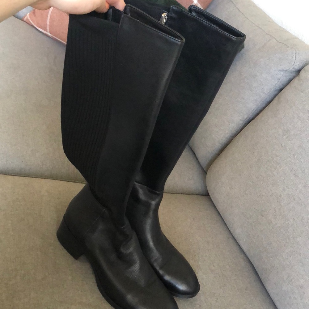 Kennth Cole black leather knee high boots 9.5